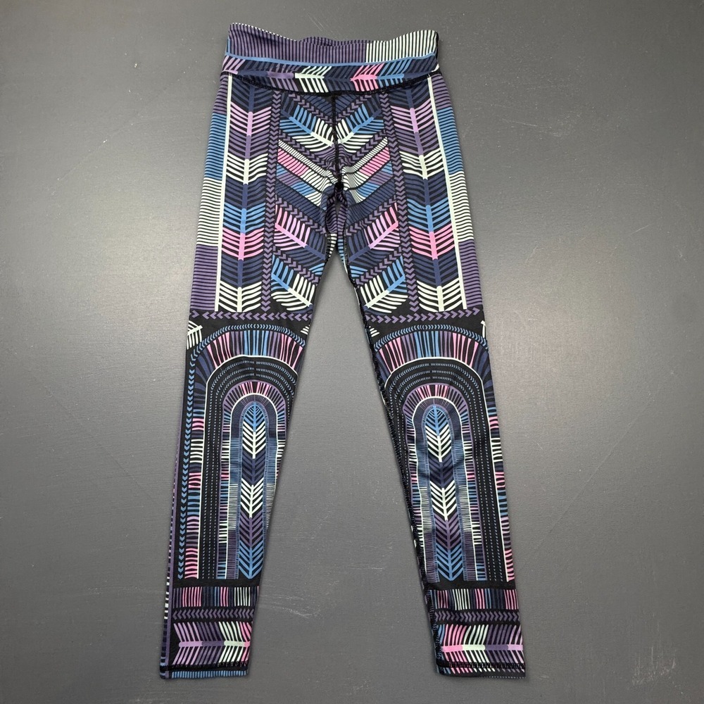 Lotus Leggings Women's Small Purple Tribal Geometric High Waist Stretch Pants